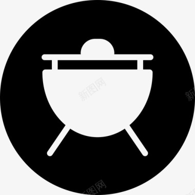 烧烤夏季圆形烧烤图标图标