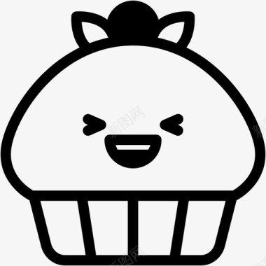 笑面包房纸杯蛋糕图标图标