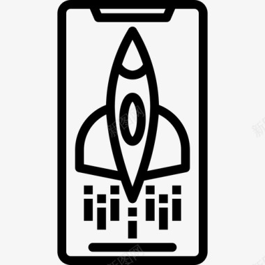 火箭智能手机2线性图标图标