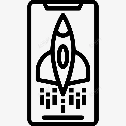 火箭智能手机2线性图标svg_新图网 https://ixintu.com 智能手机2 火箭 线性