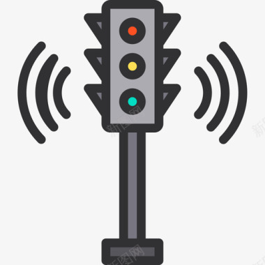 交通灯智能技术7线性颜色图标图标