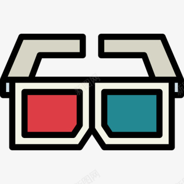 3d眼镜电影院27线性彩色图标图标