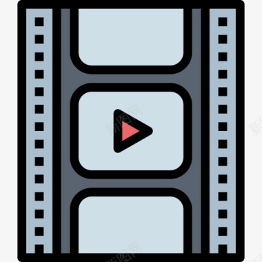 视频播放器电影院27线性彩色图标图标