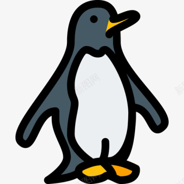 企鹅动物43线性颜色图标图标