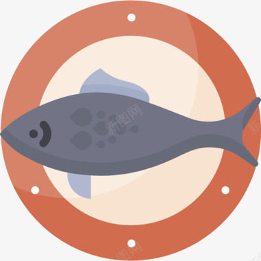 鱼烤肉17扁平图标图标