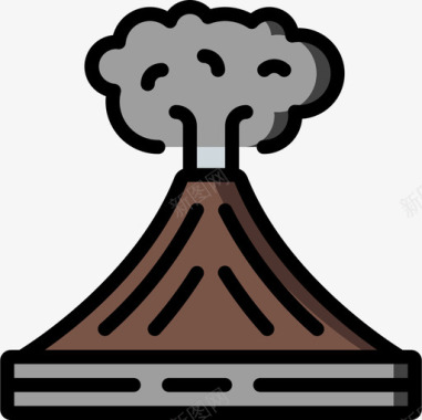 火山自然灾害13线性颜色图标图标