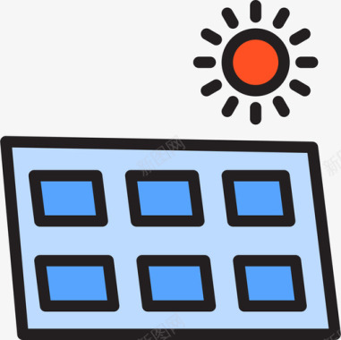 太阳能电池板工业8线性颜色图标图标