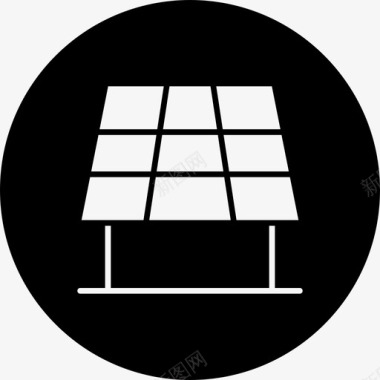 太阳能电池板能量圆形填充图标图标