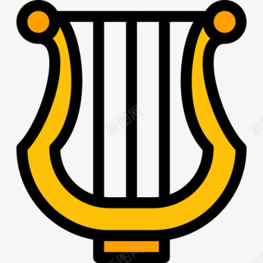 竖琴音乐46线性颜色图标图标