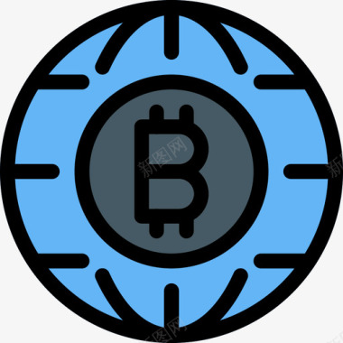 比特币货币34线性颜色图标图标