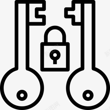 密钥加密货币区块链线性图标图标