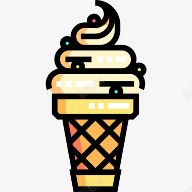 冰淇淋游乐园26线性颜色图标图标