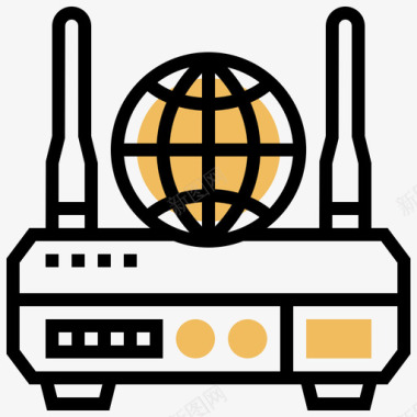 Wifi路由器网络托管24黄色阴影图标图标
