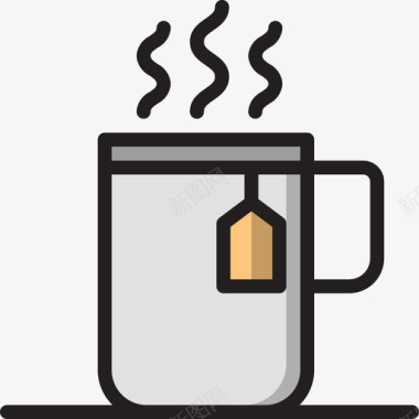 茶杯咖啡35线性颜色图标图标
