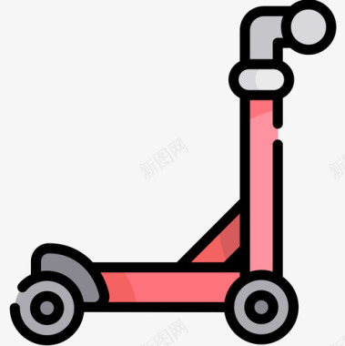 滑板车车辆和运输3线颜色图标图标