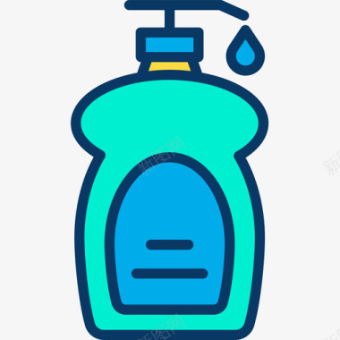 液体肥皂卫生18线性颜色图标图标