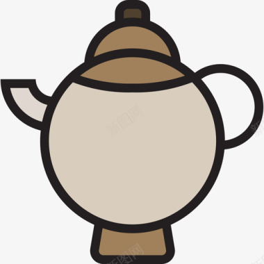 茶壶咖啡36线性颜色图标图标