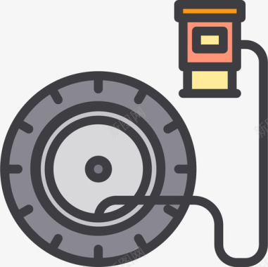 轮胎汽车维修22线性颜色图标图标
