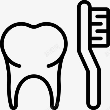 牙齿卫生10线性图标图标