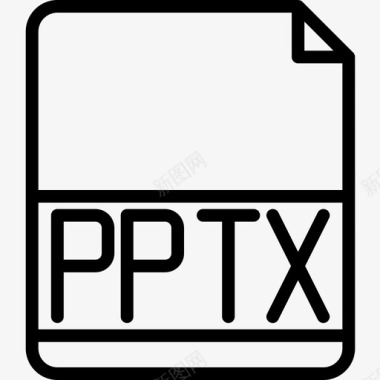 Pptx文件扩展名2线性图标图标