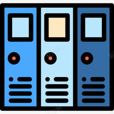 32号博物馆储物柜线性颜色图标图标