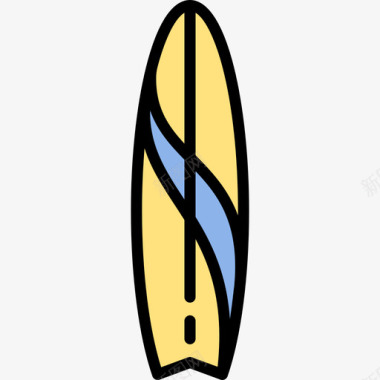 冲浪板夏季8线性颜色图标图标