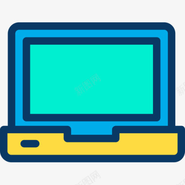 笔记本电脑多媒体35线性彩色图标图标