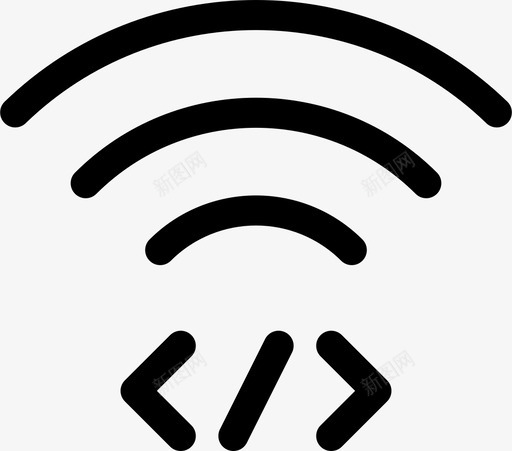 连接代码标记图标svg_新图网 https://ixintu.com wifi 代码 标记 波形 连接