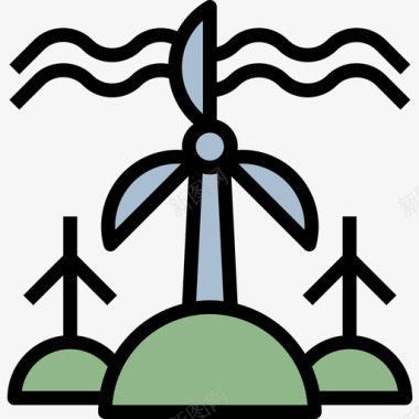 风电生态133线性颜色图标图标