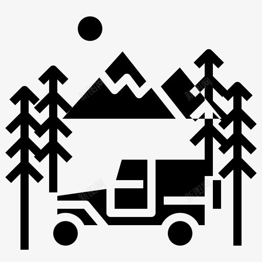露营车轮廓运输图标svg_新图网 https://ixintu.com 旅行和地标雕文ii 轮廓 运输 露营车