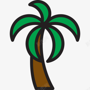 椰子旅行151线性颜色图标图标