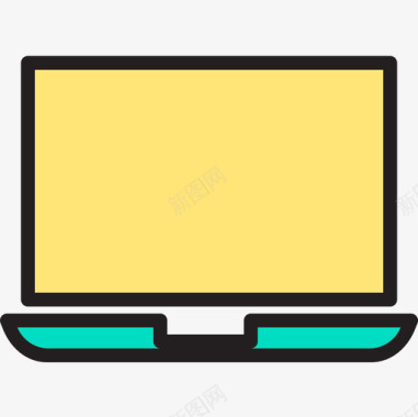 笔记本电脑计算机网络和数据库2线性颜色图标图标