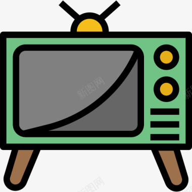 电视通讯13线性彩色图标图标