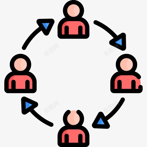 团队合作战略管理5线条色彩图标svg_新图网 https://ixintu.com 团队合作 战略管理5 线条色彩