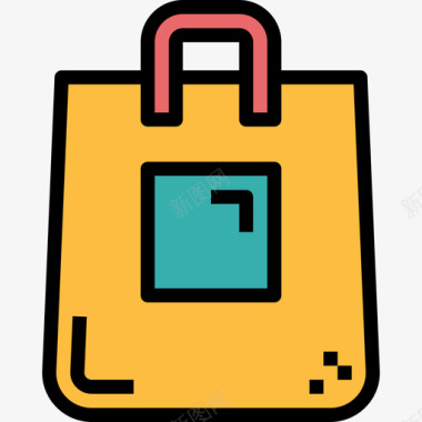 购物袋超市23线性颜色图标图标