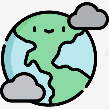 地球177号天气线性颜色图标图标