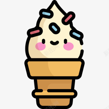 冰淇淋游乐园8线性颜色图标图标