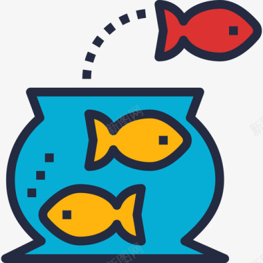 鱼缸商业智能2线性颜色图标图标