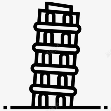 比萨斜塔建筑地标图标图标