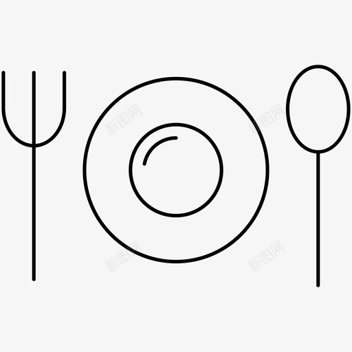 厨房用具叉子盘子图标svg_新图网 https://ixintu.com 勺子 厨房用具 叉子 盘子 餐厅轮廓图标