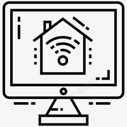 家庭wifi在线家庭自动化家庭安全家庭技术图标高清图片