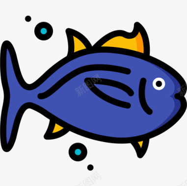 金枪鱼海洋生物28线形颜色图标图标