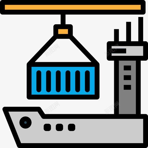 货船船运线型颜色图标svg_新图网 https://ixintu.com 线型颜色 船运 货船