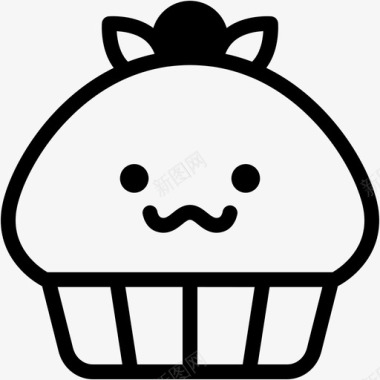 咧嘴笑面包房纸杯蛋糕图标图标
