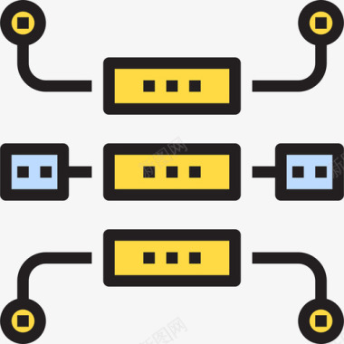 层次结构网络和数据库15线性颜色图标图标