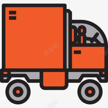 送货车物流33线性颜色图标图标