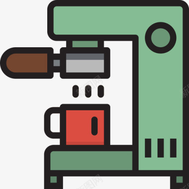咖啡机家用6线性颜色图标图标