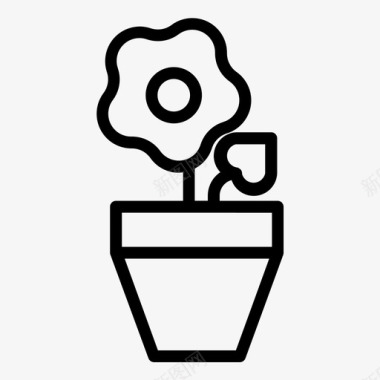 花盆陶土园艺图标图标