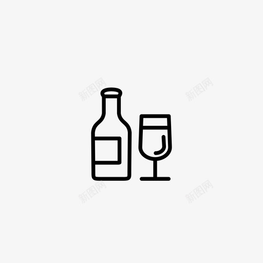 酒瓶饮料玻璃杯图标svg_新图网 https://ixintu.com 品尝 极简主义概述 玻璃杯 酒瓶 饮料