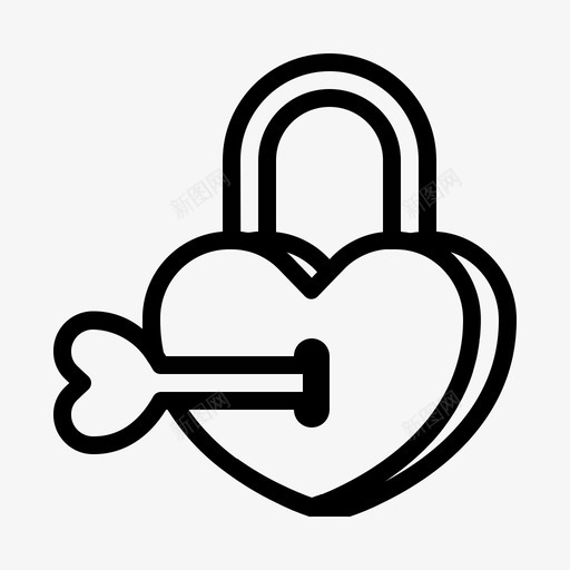 心形钥匙锁爱情图标svg_新图网 https://ixintu.com 心形钥匙 情人节 情人节有爱的线条艺术 挂锁 爱情 锁